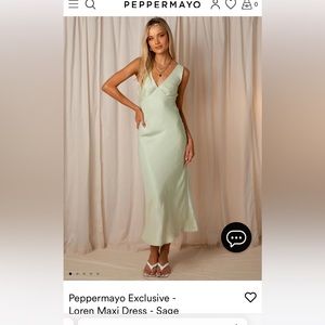 Sage Green Silk Peppermayo Midi Dress